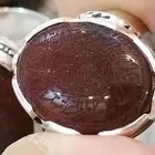 خاتم عقيق يماني كبدي بطن احمر منقوش