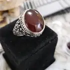 خاتم عقيق يماني كبدي بطن احمر
