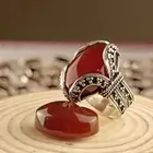 خاتم الصفاء - عقيق كبدي فاتح بصياغة نجرانية يدوية