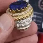 خاتم زفير بالصياغة المميزه من الفضه مع شهادة مطعم بالياقوت