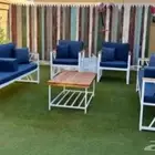جلسات الخارجية خشب و حديد طاولة