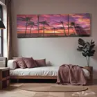 لوحة جدارية ثلاثية   غروب النخيل الاستوائي