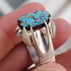 خاتم فضه بحجر فيروز نيشابوري مقاس 23