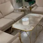 طولة طعام مودرن مع 5 كراسي وكنب مودرن ومتفرقات
