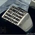 خاتم فضه إيطالي راقي عيار 925 مرصع بزركون اسود قص ألماس