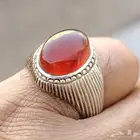 خاتم فضه بحجر عقيق يمني عسلي مختوم المقاس 20