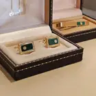 طقم كبك وكليب تاي دنهل dunhill حجر ملاكيت نادر