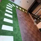 عشب أرضى وباركيه خارجي وممرات رخام