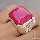 خاتم فضه بحجر يقوت مرصع باحجار زركوم المقاس 22