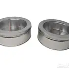 علب معدنيه دائريه غطاء شفاف فضي