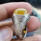 خاتم فضه بحجر عقيق اصفر المقاس 22