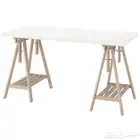 مكتب ايكيا ابيض وخشبي استخدام بسيط