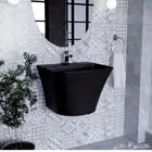 مغسلة حمام اسود الخزف السعودي جديده   خلاط اسود