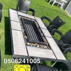 طاولات حدائق وتدفئه وشواء وفخمه