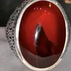 عقيق يماني كرزي مزعفر طبيعي ومصور حرمه عيار الفضه 990 برتاش