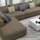 كنب قماش شانيل بيج وخدوديات ازرق فيروزي