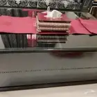 طقم طاولات خشب وزجاج شبه جديد