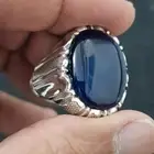 خاتم فضة بحجر العقيق الازرق