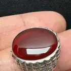 خاتم عقيق يماني أحمر زجاجي من الخام الفاخر صياغة عارف