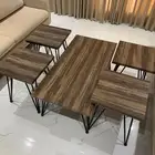 كنب وطاولات وطاولة تلفزيون مع تلفزيون مع جلسه خارجيه