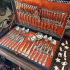 طقم سفره ايطالي مطلي فضه جديد انتيك تراث