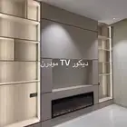 ديكور شاشه مع الشيبورد والخشب