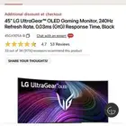 للبيع شاشه LG Oled 45 قيمنق 240هرتز