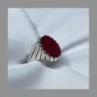 خاتم عقيق يماني أحمر زجاجي