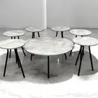 طقم طاولات خشب قواعد معدن 7 قطع