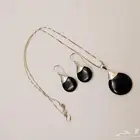 طقم  سلسال وتعليقة وحلق أقراط فضة