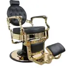 كرسي حلاقة رجالي اسود مع حديد ذهبي