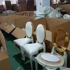 كراسي ستيل ذهبي عدد 583 كرسي حاله جديد سعر رخيص