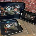 العنوان طقم صواني فنتج ياباني مزخرف بالطاووس الذهبي