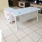 مكتب مودرن طاولة مكتب حديد رجل ابيض Office Furniture