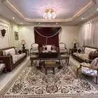 كنب فاخر طراز مغربي بطاولاته وزل فاخر وطاولة طعام من هوم