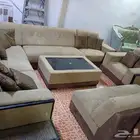 كنب ماركه من ديموس زوايه 6 قطع وكنبه واحدة مفردة وطاوله