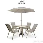 طاولة طعام مع مظلة 4 كراسي خارجية