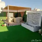 تنسيق حدائق وشلالات نوافير وعشب جداري وعشب ارضي مظلات