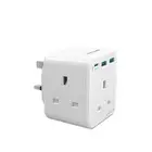 راف بور شاحن جداري ب3مداخل طاقه بمنفذينUSBومنفذ تايبCق(20w)