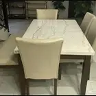 طاولة طعام بسطح رخام 6 مقاعد