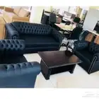 طقم كنب جلد مكتب و جلسه انتظار مكتبي جلد اسود