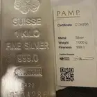 سبيكة فضة وزن 1 كيلو بامب السويسرية PAMP عيار 999 شهادة