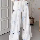 بنطال نسائي واسع بطبعة زهور