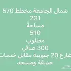 للبيع أرض شمال الجامعة جنوبية اضلاع متساويه ع الخدما ت