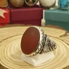 خاتم عقيق يماني كبدي خام غير مصقول