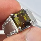 خاتم تورمالين سيرلانكي اخضر بشهادة