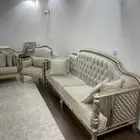 كنب 5 قطع خشب زان نظيف مع طاولة كبيرة
