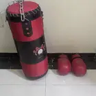 مجسم رياضي من الجلد للملاكمة بحامل حديد له مع عدد 2 قفاز