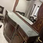 طاولة سفرة خشب مع رخام