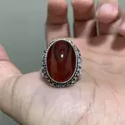 خاتم عقيق يمني طبيعي كبدي صياغة جحوش اليدوية الاصلية 17